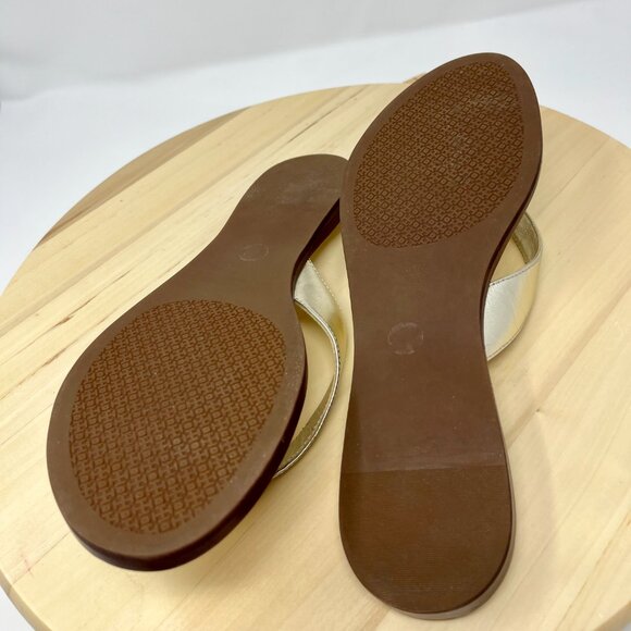 Tory Burch Benton thong sandal in metallic gold calf leather size 9M - Picture 5 of 5